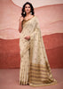 Cream Beige Woven Cotton Silk Saree