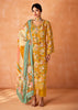 Marigold Yellow Embroidered Suit Set With Floral Print