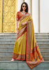 Rich Yellow Banarasi Tissue Silk Saree with Contrast Border