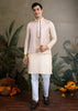 Off White Plain Kurta with Jacquard Jacket
