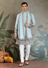 Sky Blue Sequence Embroidered Cotton Kurta With Dupatta