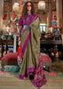 Green And Purple Printed Patola Silk Saree