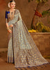 ASH GREY WOVEN BANARASI SILK SAREE (6742284173505)