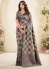 Fossil Grey Woven Linen Silk Saree