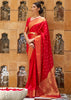 BRIDAL RED AND GOLD WOVEN KANJIVARAM SAREE (6946395259073)