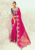 Rani Pink Woven Banarasi Embroidered Organza Satin Silk Saree
