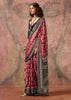 Scarlet Red Printed Crepe Satin Silk Saree
