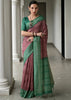 Earthy Brown & Green Printed Tussar SIlk Saree