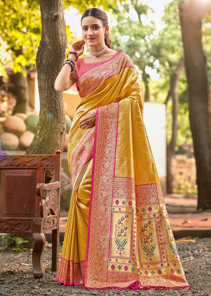 Haldi Yellow Woven Kanjivaram Silk Saree