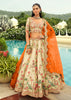 Off White & Orange Embroidered Stitched Designer Lehenga
