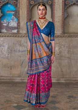 Princess Pink Patola Printed Silk Saree