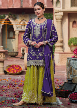 Green And Blue Embroidered Designer Suit Set