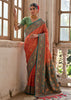 Burnt Orange Woven Banarasi Silk Saree