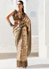 Fossil Grey Woven Banarasi Silk Saree With Digital Print