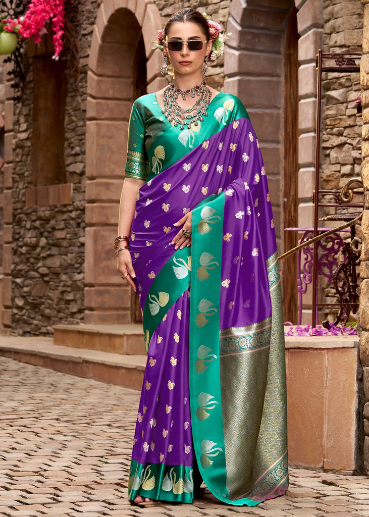 Royal Purple Banarasi Satin Silk Saree