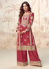 Pompeian Red Wedding Wear Embroidered Plazzo Set