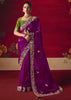 Berry Purple Designer Embroidered Saree
