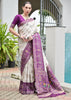 White & Purple Woven Banarasi Patola Silk Saree