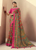 Blue And Pink Printed Georgette Saree