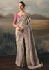 Mauve Tissue Embroidered Wedding Wear Saree