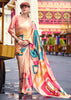 Pearl Peach Satin Crepe Printed Silk Saree