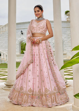 Light Pink Embroidered Designer Lehenga
