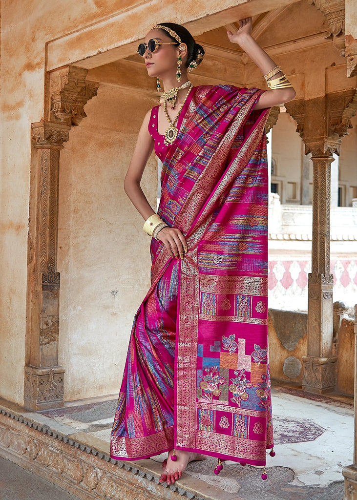 Persian Pink Printed Soft Silk Saree