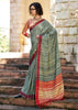 Frosty Green Woven Cotton Linen Saree