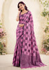 Iris Purple Woven Linen Silk Saree