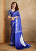 Mazarine Blue Printed Satin Silk Saree