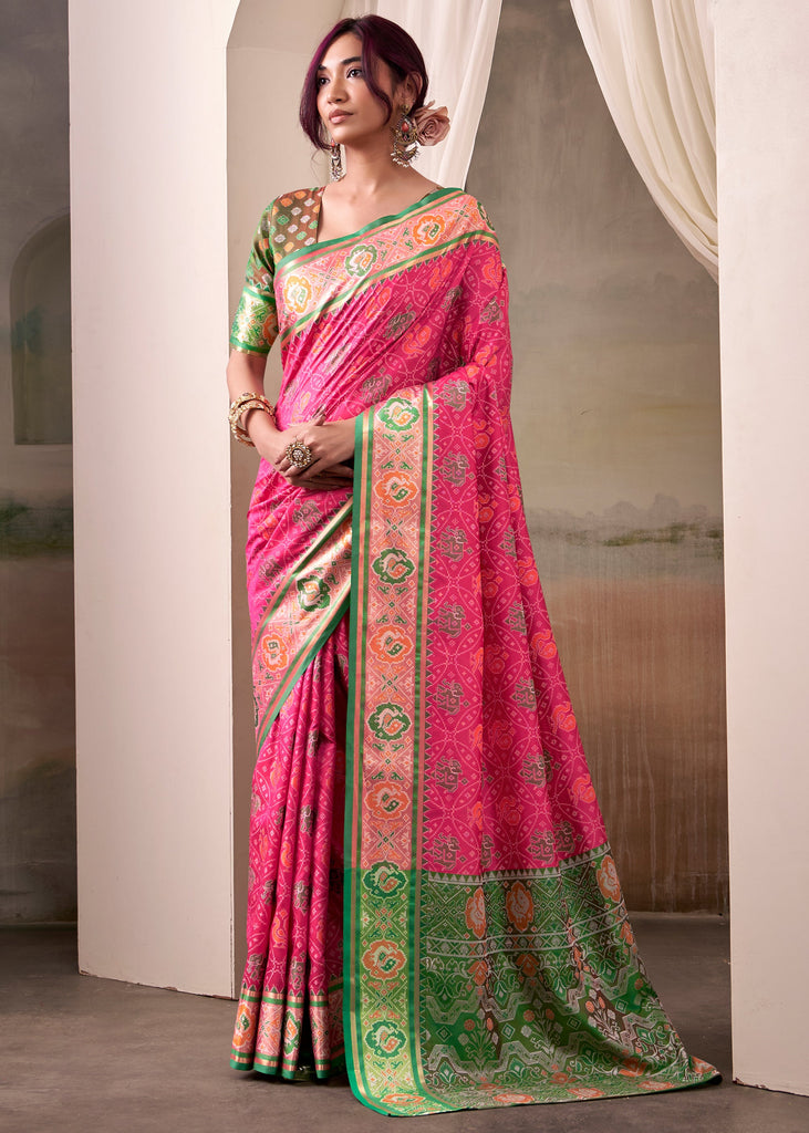 Princess Pink Woven Patola Silk Saree