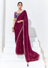 American Maroon Designer Organza Tissue Silk Saree With Printed Blouse