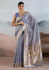 Bluish Grey Woven Banarasi Tissue Silk Saree