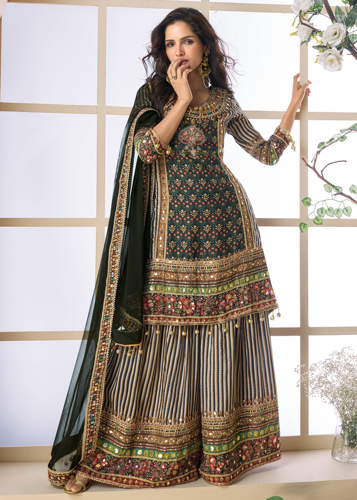 Pirate Black Embroidered Sharara Set