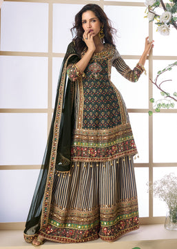 Pirate Black Embroidered Sharara Set