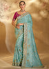 Sea Green Banarasi Embroidered Silk Saree