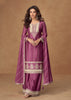 Wine Purple Embroidered Sharara Set
