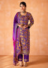 Orchid Purple Embroidered Suit Set With Floral Print