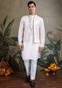 Bright White Plain Kurta with Jacquard Jacket