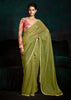 Olive Green Designer Tissue Silk Saree With Printed Blouse