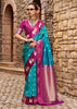 Horizon Blue Banarasi Satin Silk Saree