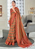 Earthy Red Woven Banarasi Silk Saree With Digital Print