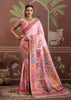 Blush Pink Woven Cotton Kashmiri Jamewar Saree