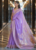 LILAC PURPLE WOVEN BANARASI LINEN SILK SAREE (6938607255745)
