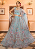 Light Blue Embroidered Net Lehenga