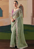 Sage Green Embroidered Designer Silk Saree