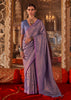 Lavender Purple Woven Kanjivaram Silk Saree