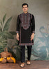 Phantom Black Embroidered Stitched Kurta Set