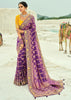 Purple Woven Georgette Bandhej Designer Saree