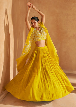 Haldi Yellow Designer Lehenga With Jacket